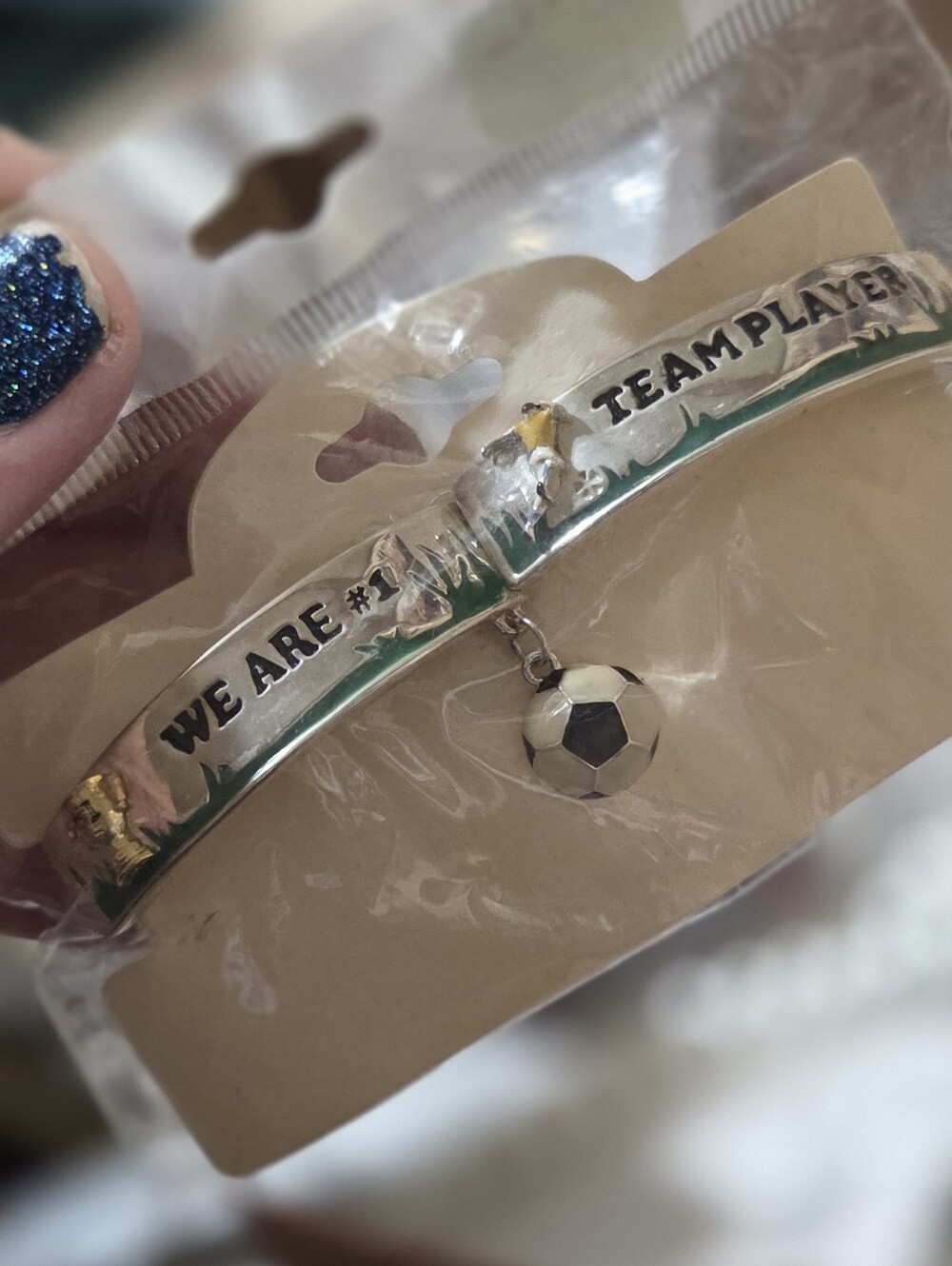We Are Team Player Silver and Soccer Charm Bracelet